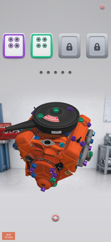 The assembled V8 with two trays calling for bolts and two still locked